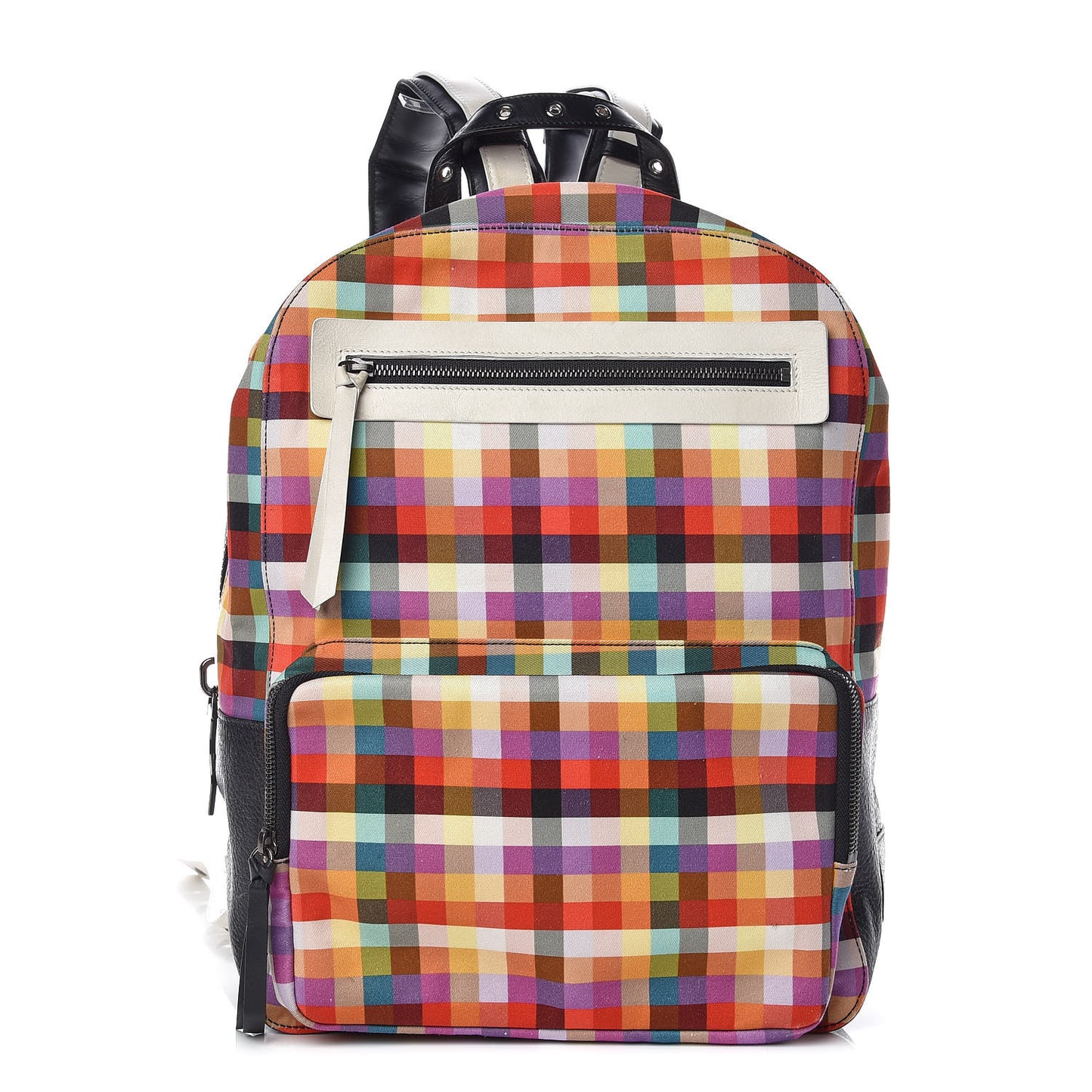 Nylon Carreaux Calfskin Aliosha Backpack Black Multicolor
