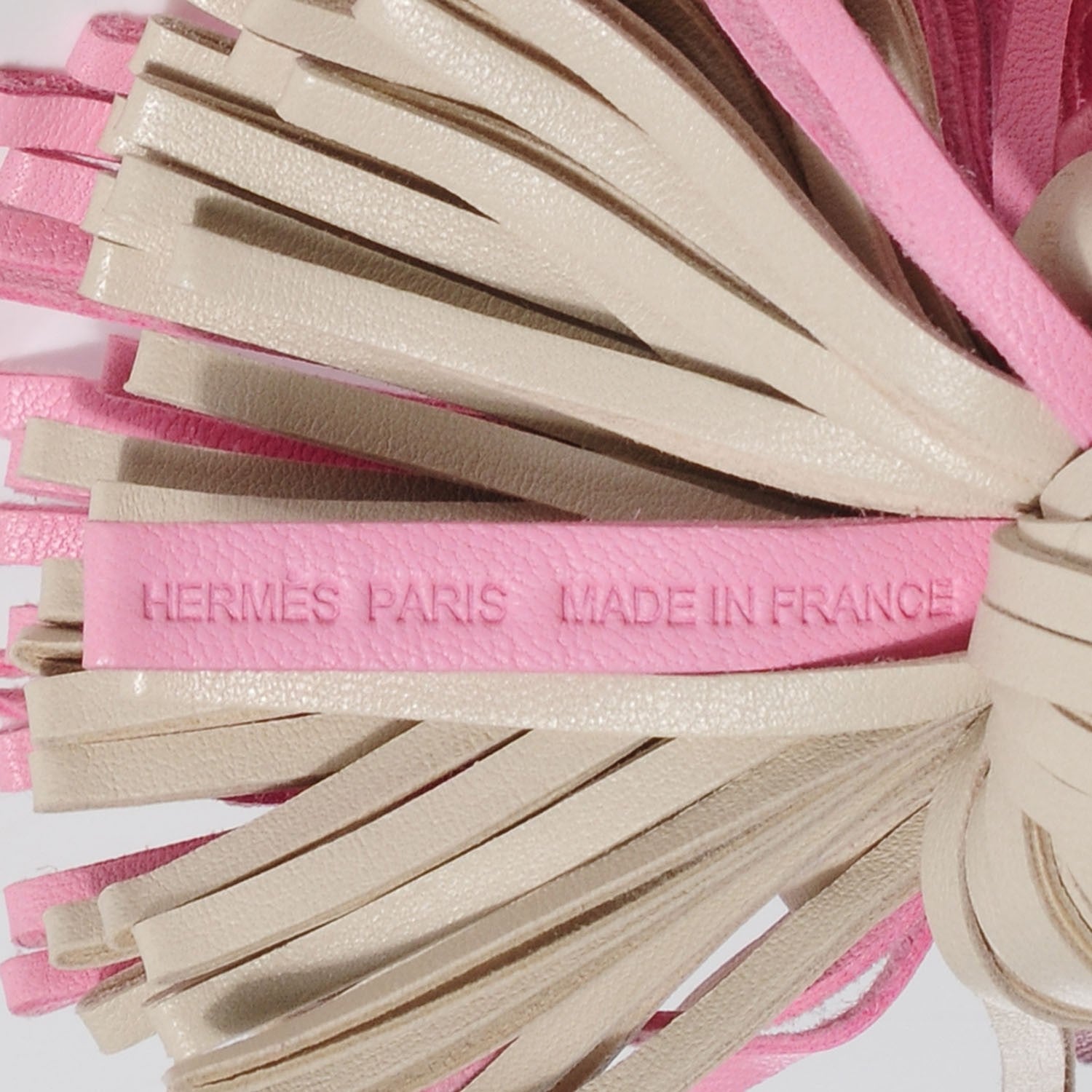 Hermes Lambskin Bi-Color Carmen Tassel Key Holder Rose Sakura White 4 of 5