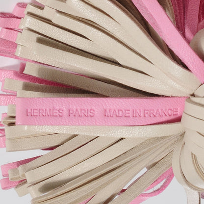 Hermes Lambskin Bi-Color Carmen Tassel Key Holder Rose Sakura White 4 of 5
