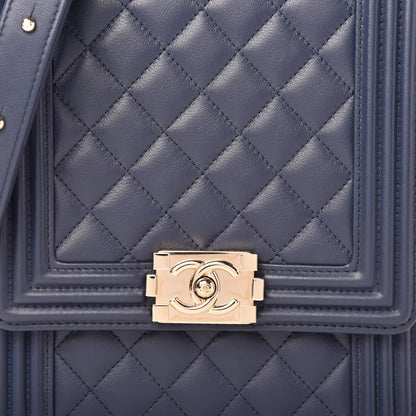 Chanel Calfskin Quilted North South Boy Flap Navy 9 of 9