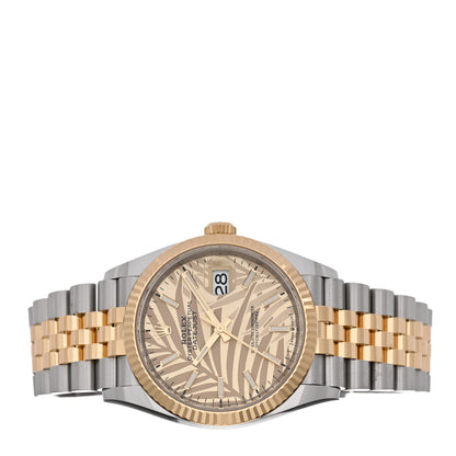 Rolex Stainless Steel 18K Yellow Gold 36mm Oyster Perpetual Datejust Watch Golden Palm 126233 2 of 5