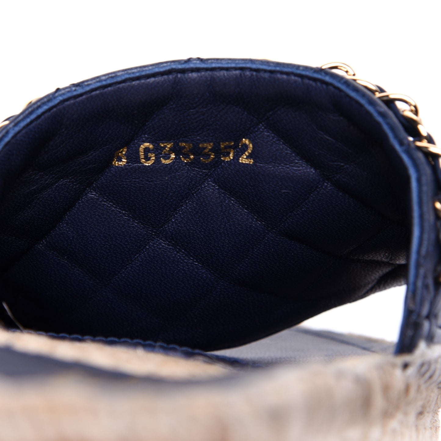 Lambskin Quilted CC Espadrille Slip On Sandals 37 Navy
