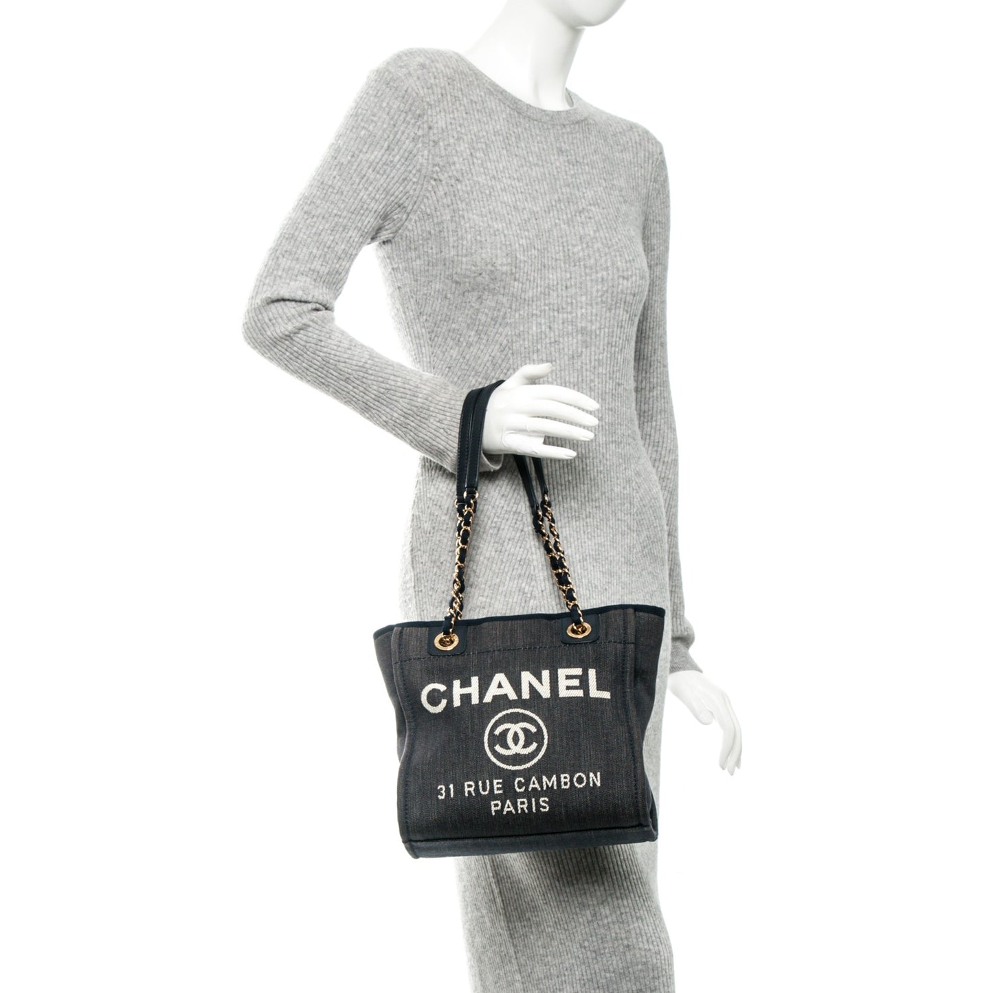 Canvas Mini Deauville Tote Dark Blue