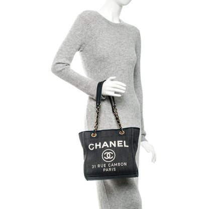 Chanel Canvas Mini Deauville Tote Dark Blue 2 of 7