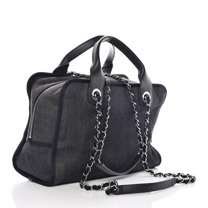 Chanel Denim Deauville Bowling Bag Dark Blue 4 of 17