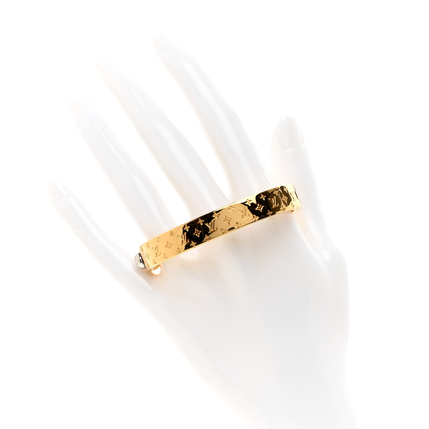Louis Vuitton Brass Monogram Nanogram Cuff Gold 2 of 6