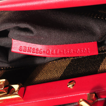 Fendi Vitello Morgan Fabric Jacquard Pequin Medium Peekaboo Iconic Satchel Mattone Tobacco Black 7 of 8