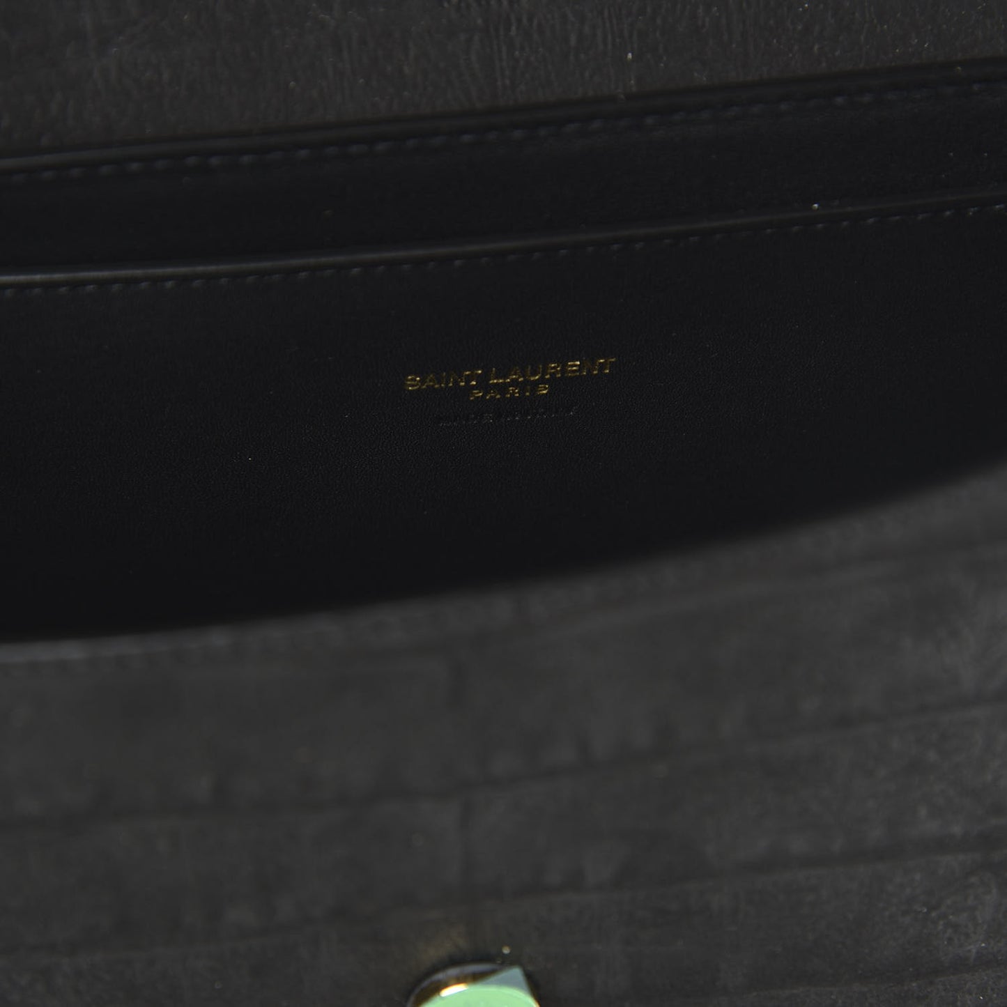 Crocodile Embossed Monogram Nubuck Medium Kaia Satchel Black