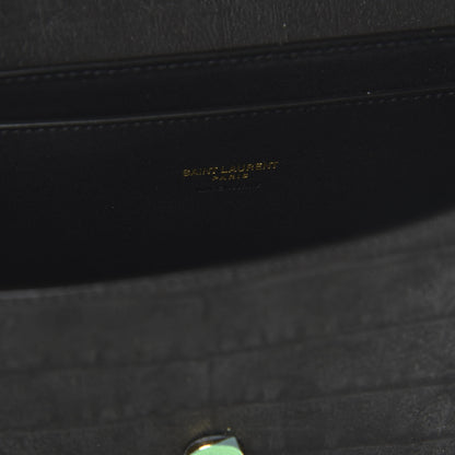 Saint Laurent Crocodile Embossed Monogram Nubuck Medium Kaia Satchel Black 9 of 12