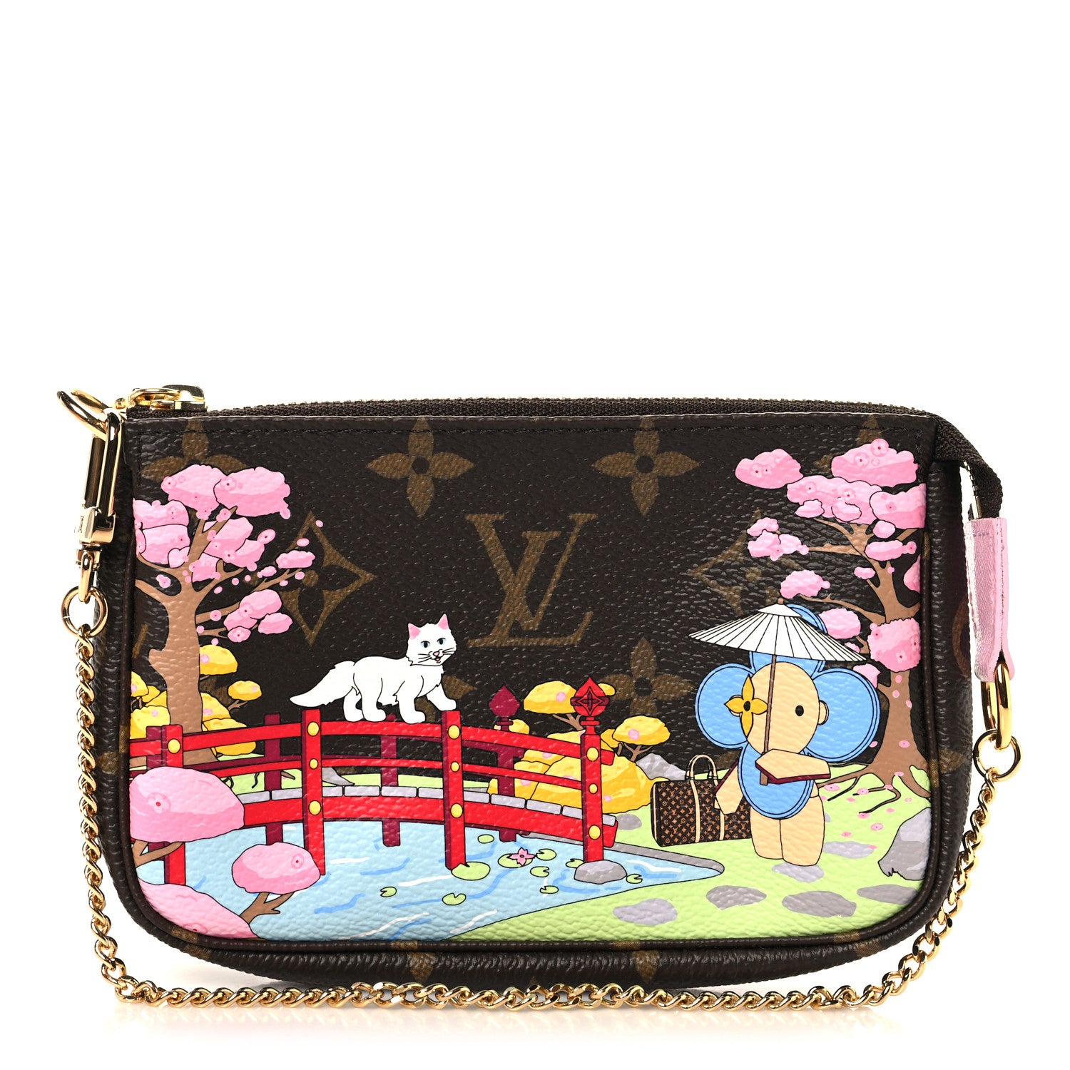Louis Vuitton Monogram 2021 Christmas Animation Japanese Garden Mini Pochette Accessories Wisteria Pink Pink 1 of 7