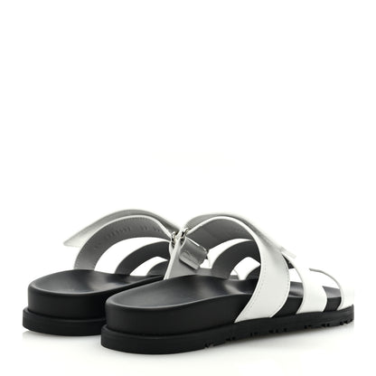 Hermes Calfskin Womens Chypre Sandals 37 White 4 of 9