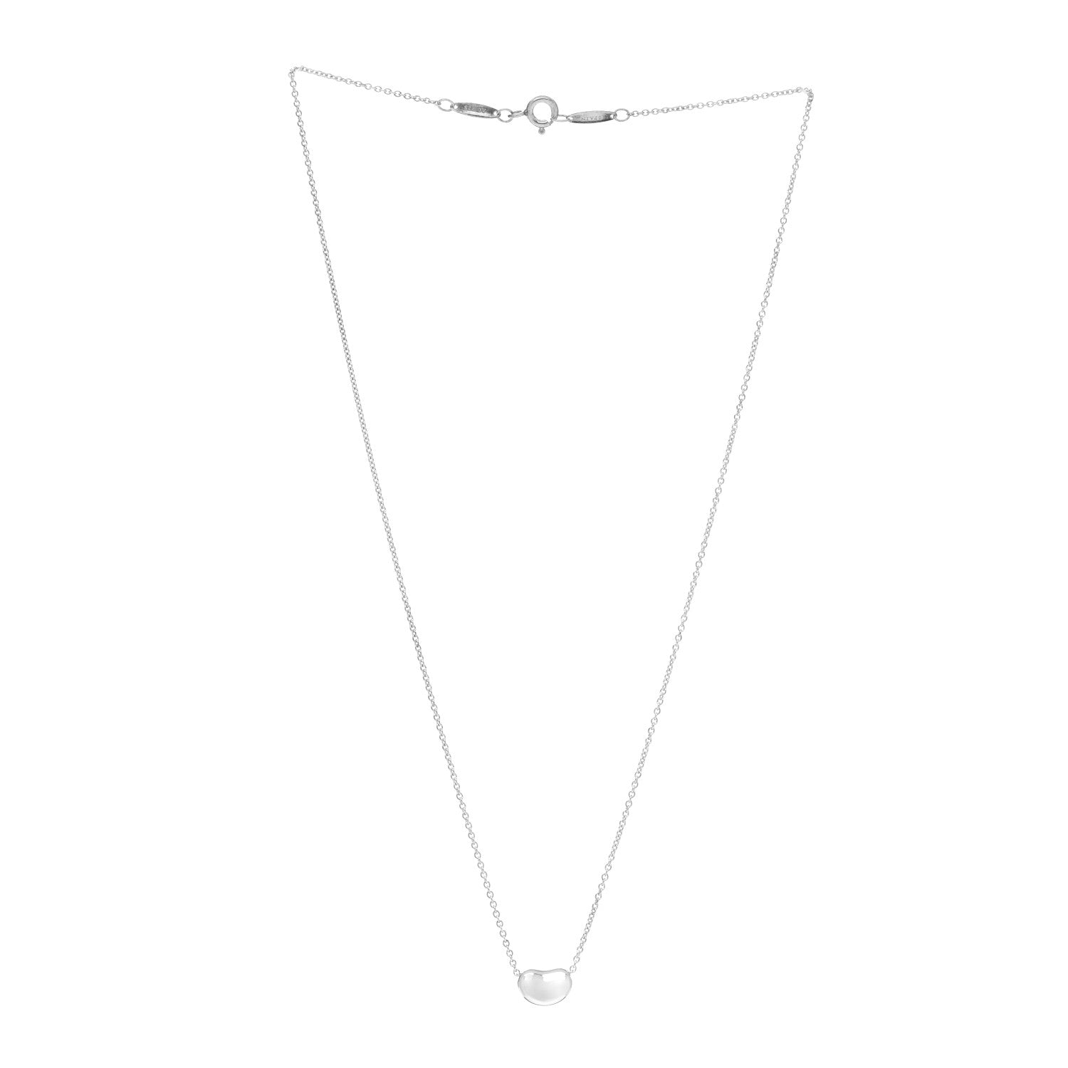 Tiffany Sterling Silver 9mm Elsa Peretti Bean Pendant Necklace 3 of 4