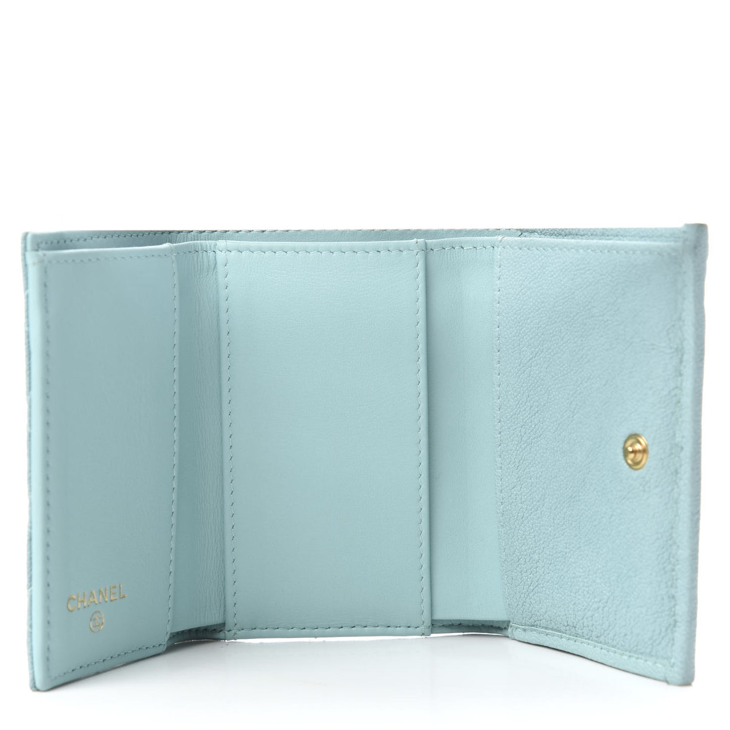Caviar Quilted Small Boy Flap Wallet Light Blue