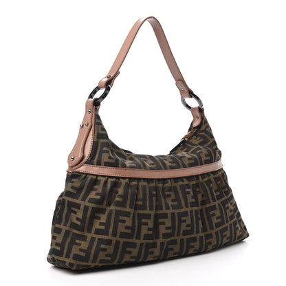 Fendi Zucca Cuoio Lucido Hobo Tobacco Bois de Rose 3 of 10