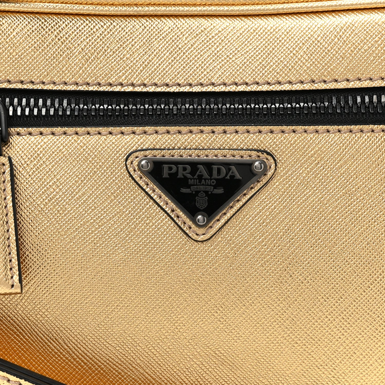 Prada Saffiano Travel Triangle Wristlet Crossbody Bag Platino Black 7 of 12