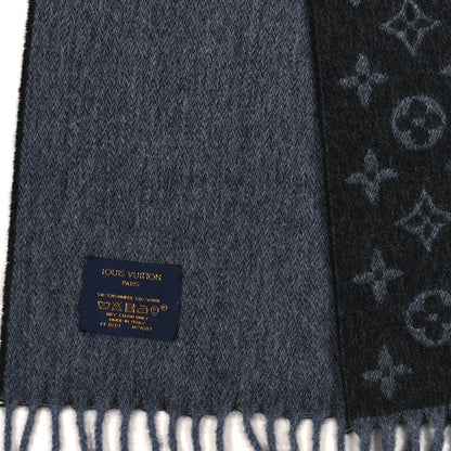 Louis Vuitton Cashmere Wool Monogram Gradient Scarf Black 3 of 3
