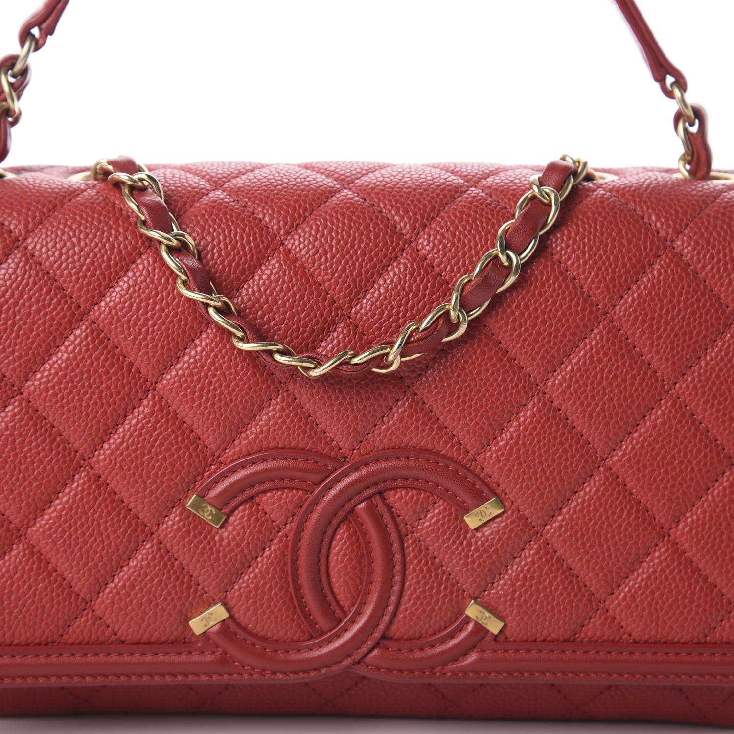 Chanel Caviar Quilted Medium CC Filigree Flap Red 9 of 9