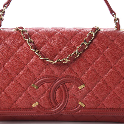 Chanel Caviar Quilted Medium CC Filigree Flap Red 9 of 9