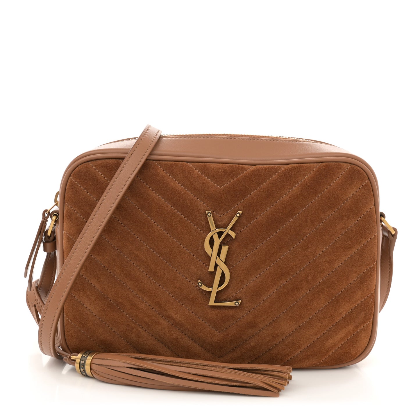 Suede Matelasse Monogram Lou Camera Bag Cinnamon