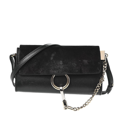 Chloe Suede Calfskin Mini Faye Shoulder Bag Black 1 of 14