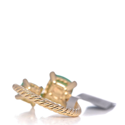 David Yurman 18K Yellow Gold Diamond Chrysoprase Chatelaine Bypass Ring 54 7 4 of 6