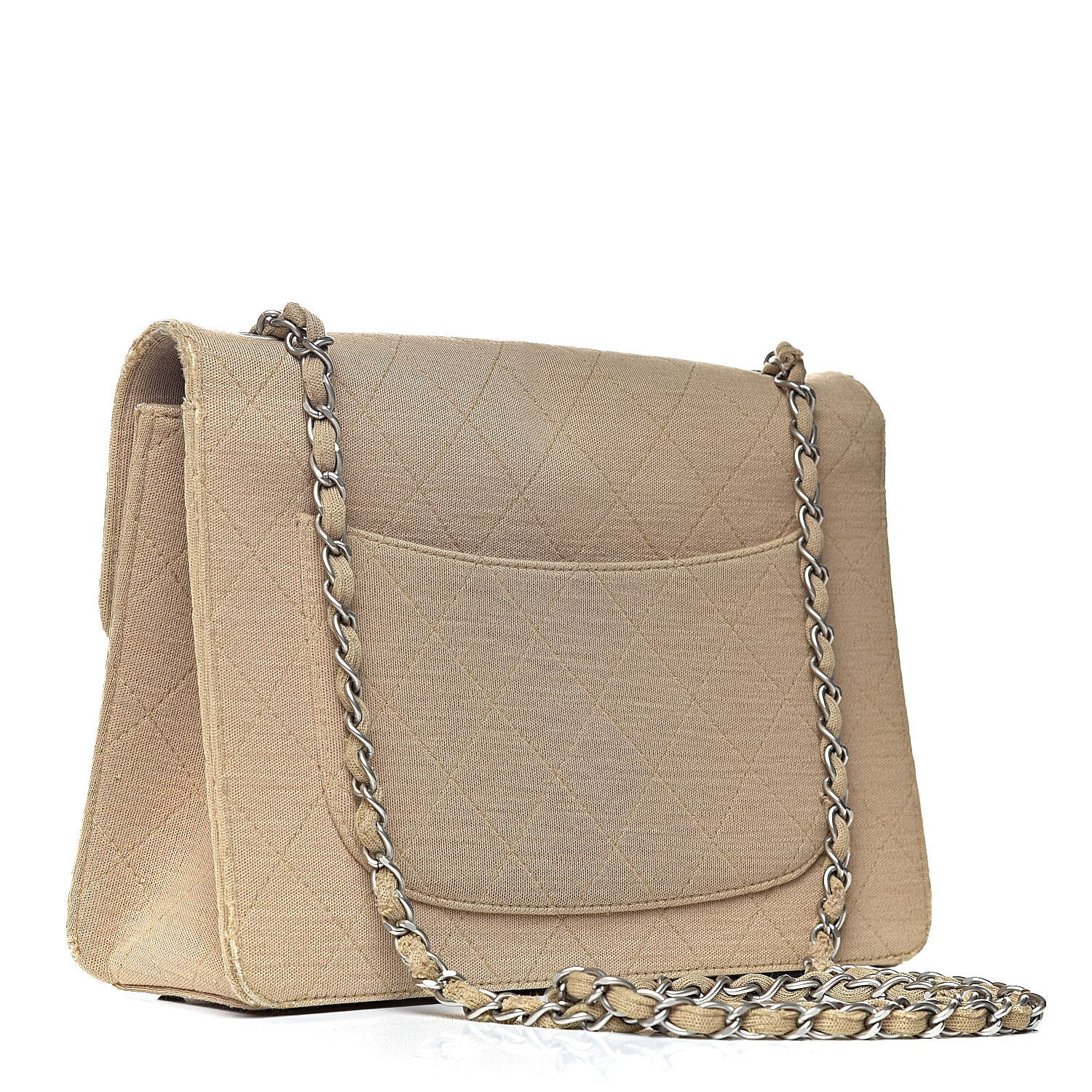 Chanel Jersey Quilted Jumbo Single Flap Beige 2 of 21