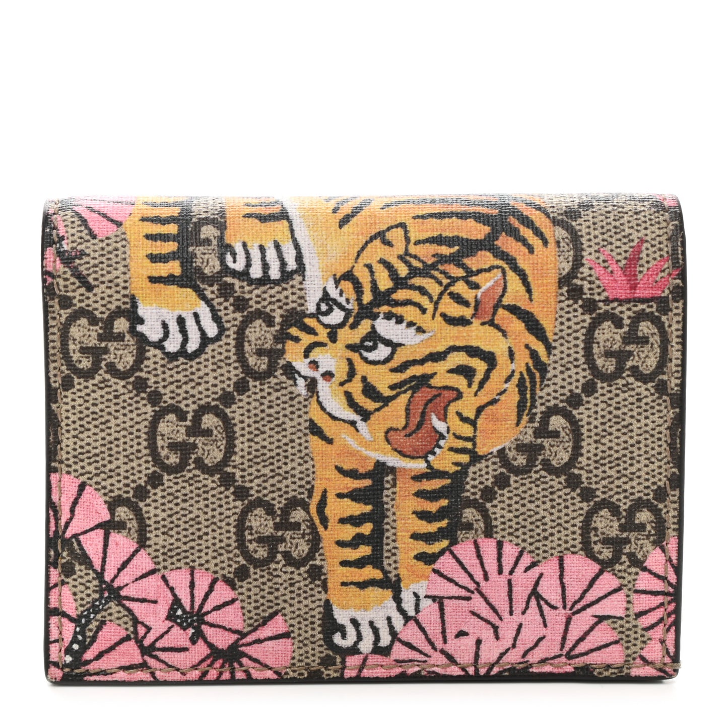 GG Supreme Monogram Bengal Card Case Beige Pink