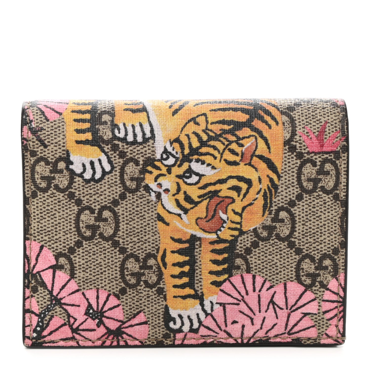 Gucci GG Supreme Monogram Bengal Card Case Beige Pink 1 of 6