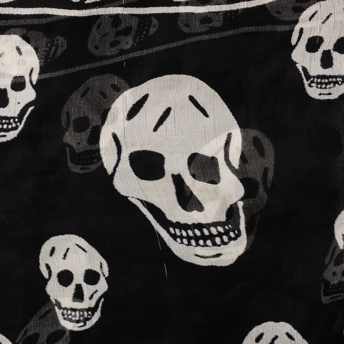 Silk Chiffon Skull Scarf Black Ivory