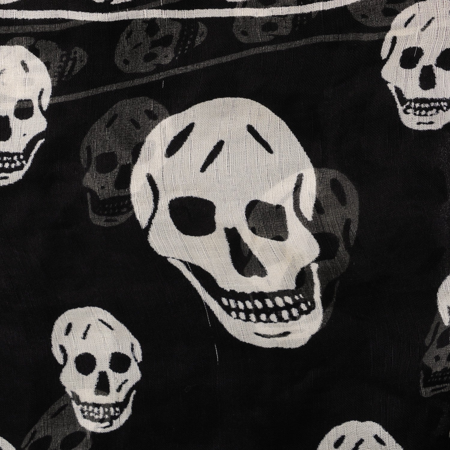 Alexander McQueen Silk Chiffon Skull Scarf Black Ivory 8 of 8