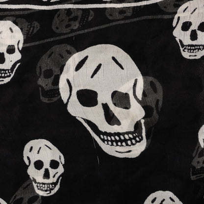Alexander McQueen Silk Chiffon Skull Scarf Black Ivory 8 of 8