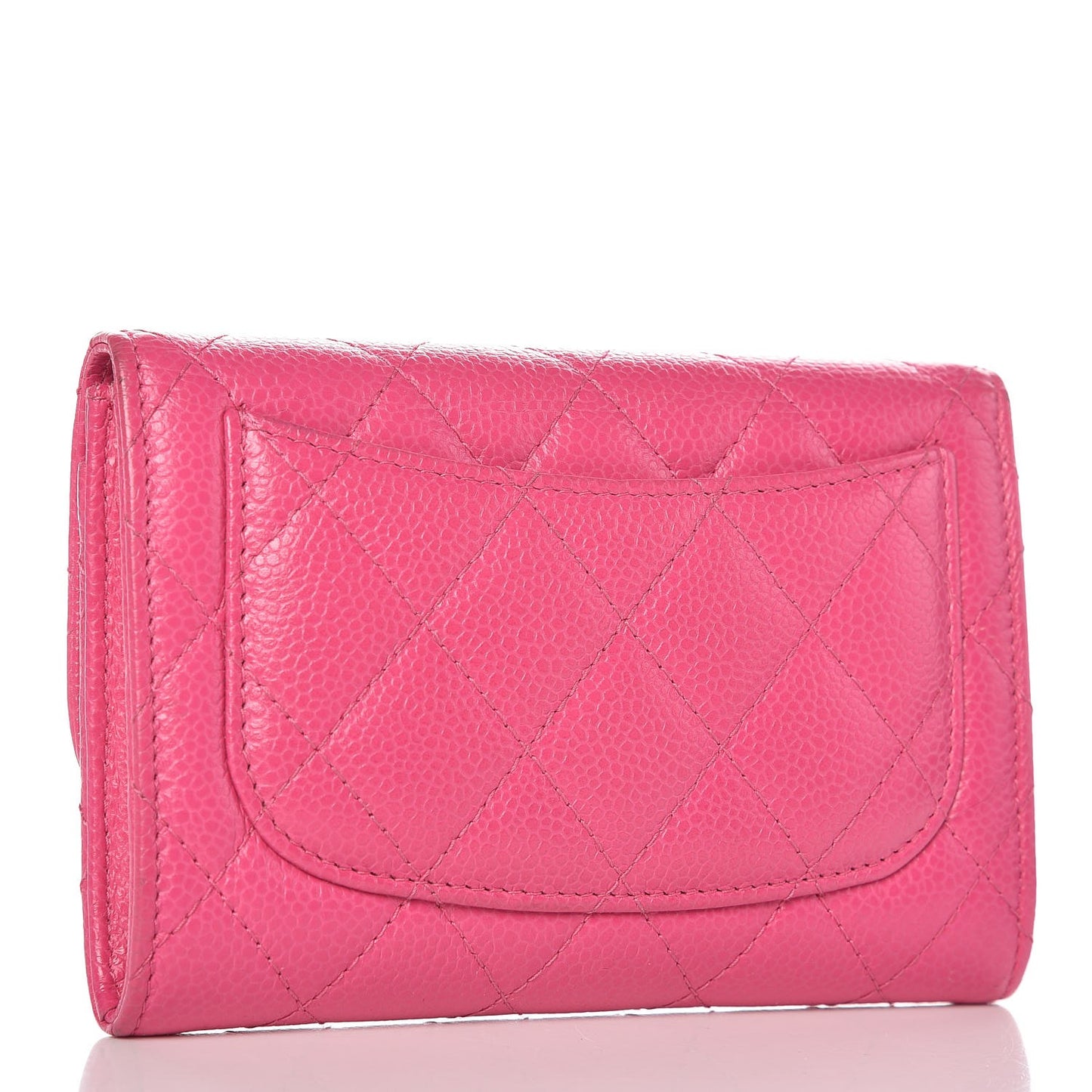 Caviar Quilted Small Flap Wallet Pink