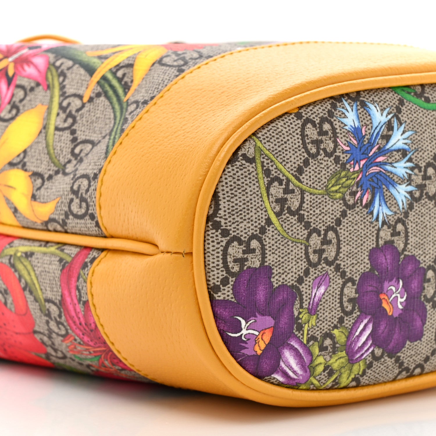 Gucci GG Supreme Monogram Flora Small Ophidia Bucket Bag Beige Multicolor Crop 10 of 10