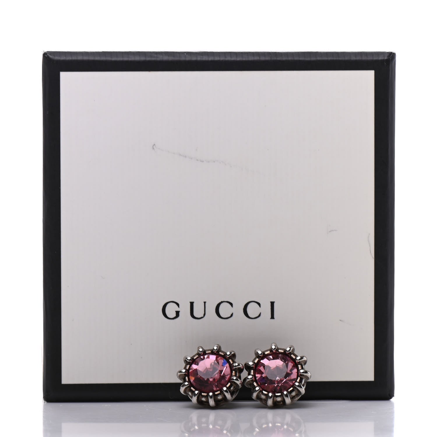 Gucci Crystal Stud Earrings Silver Pink 5 of 5