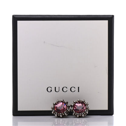 Gucci Crystal Stud Earrings Silver Pink 5 of 5