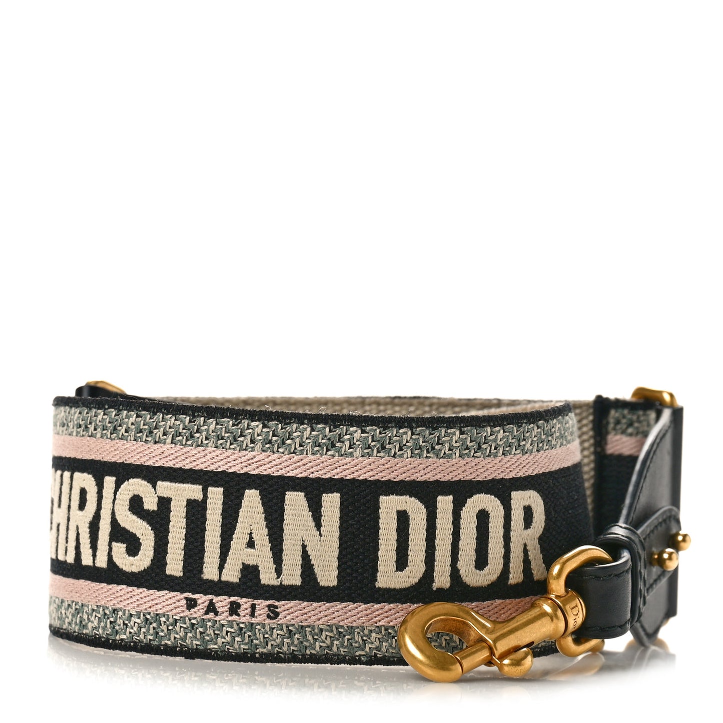 CHRISTIAN DIOR Canvas Embroidered Shoulder Strap Rose Multicolor