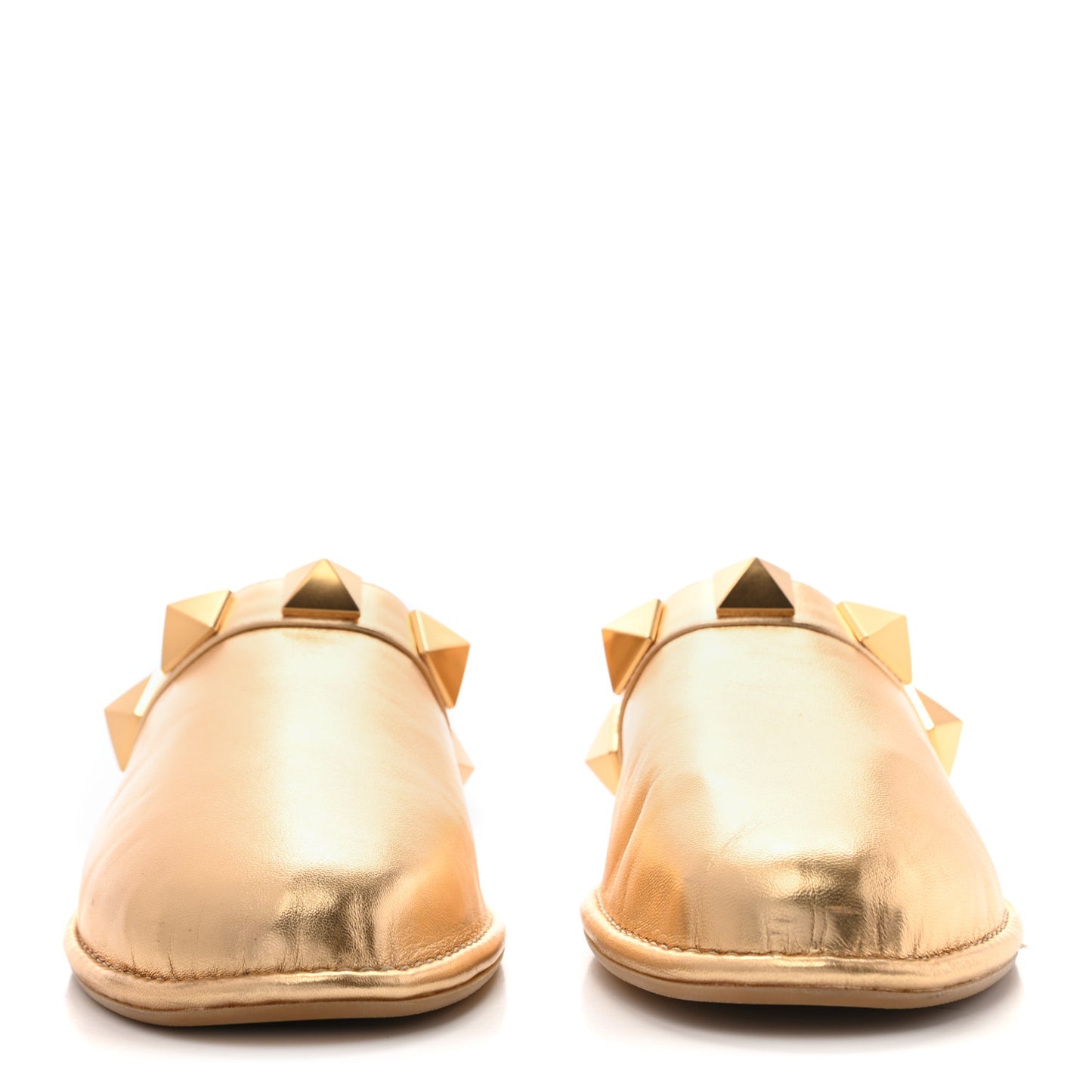 Metallic Nappa Roman Stud Slippers 38.5 Antique Brass