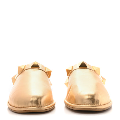 Valentino Garavani Metallic Nappa Roman Stud Slippers 38.5 Antique Brass 3 of 20