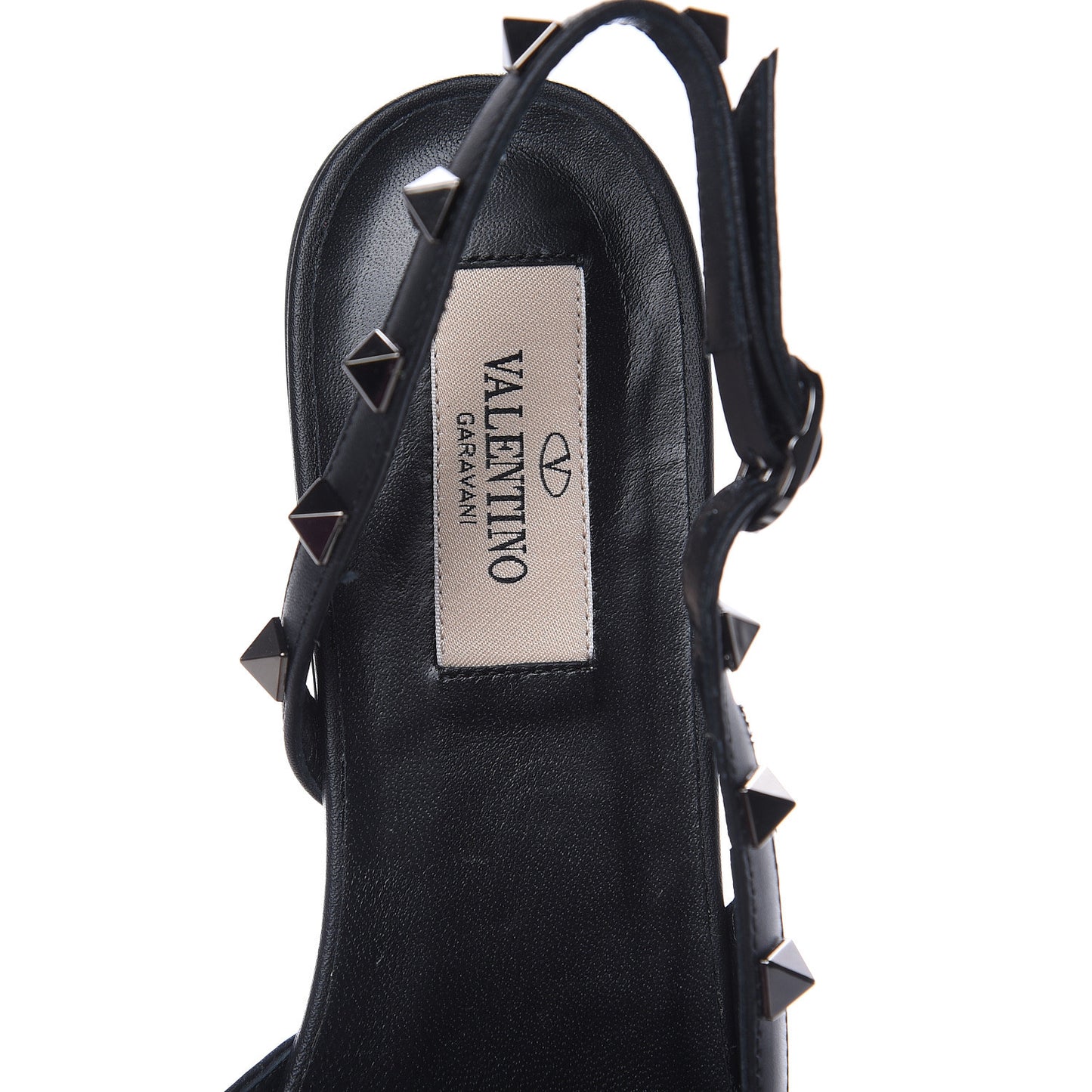 Crinkled Patent Calfskin Rockstud Slingback Flats 37.5 Black