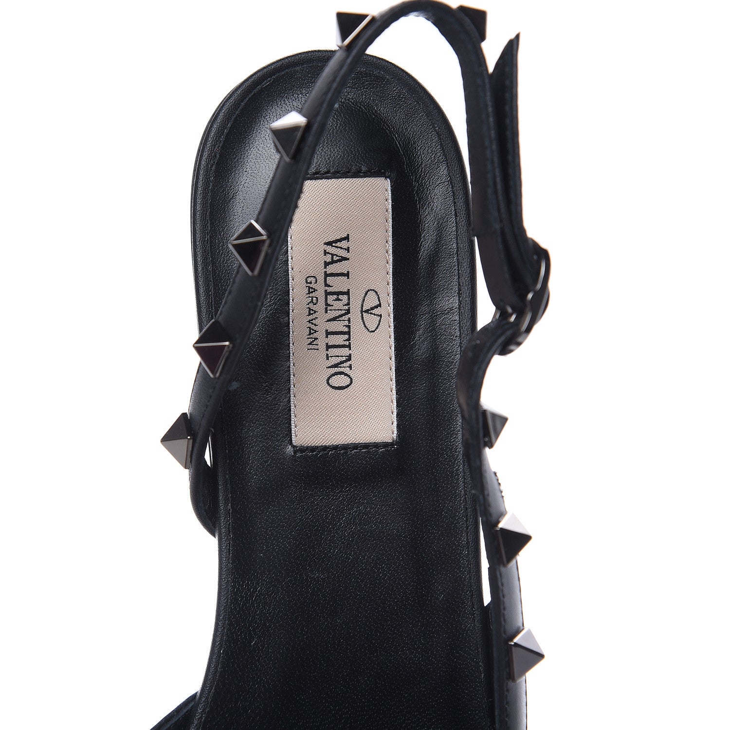 Valentino Garavani Crinkled Patent Calfskin Rockstud Slingback Flats 37.5 Black 6 of 9