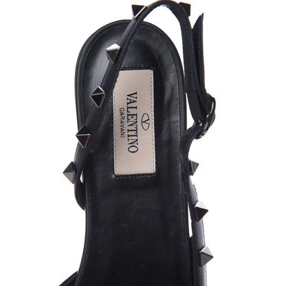 Valentino Garavani Crinkled Patent Calfskin Rockstud Slingback Flats 37.5 Black 6 of 9