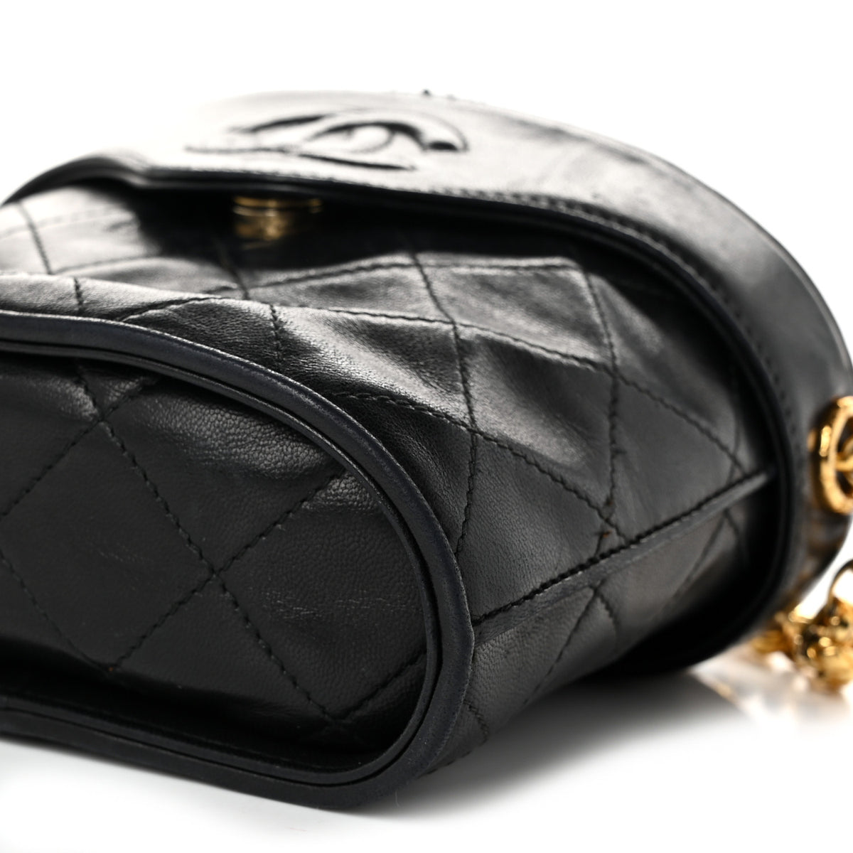 Lambskin Quilted Tassel Shoulder Bag Black