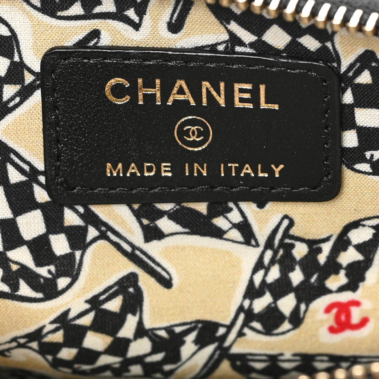 Chanel Caviar Metal Quilted Striated Zip Card Holder Wallet Black 6 of 7