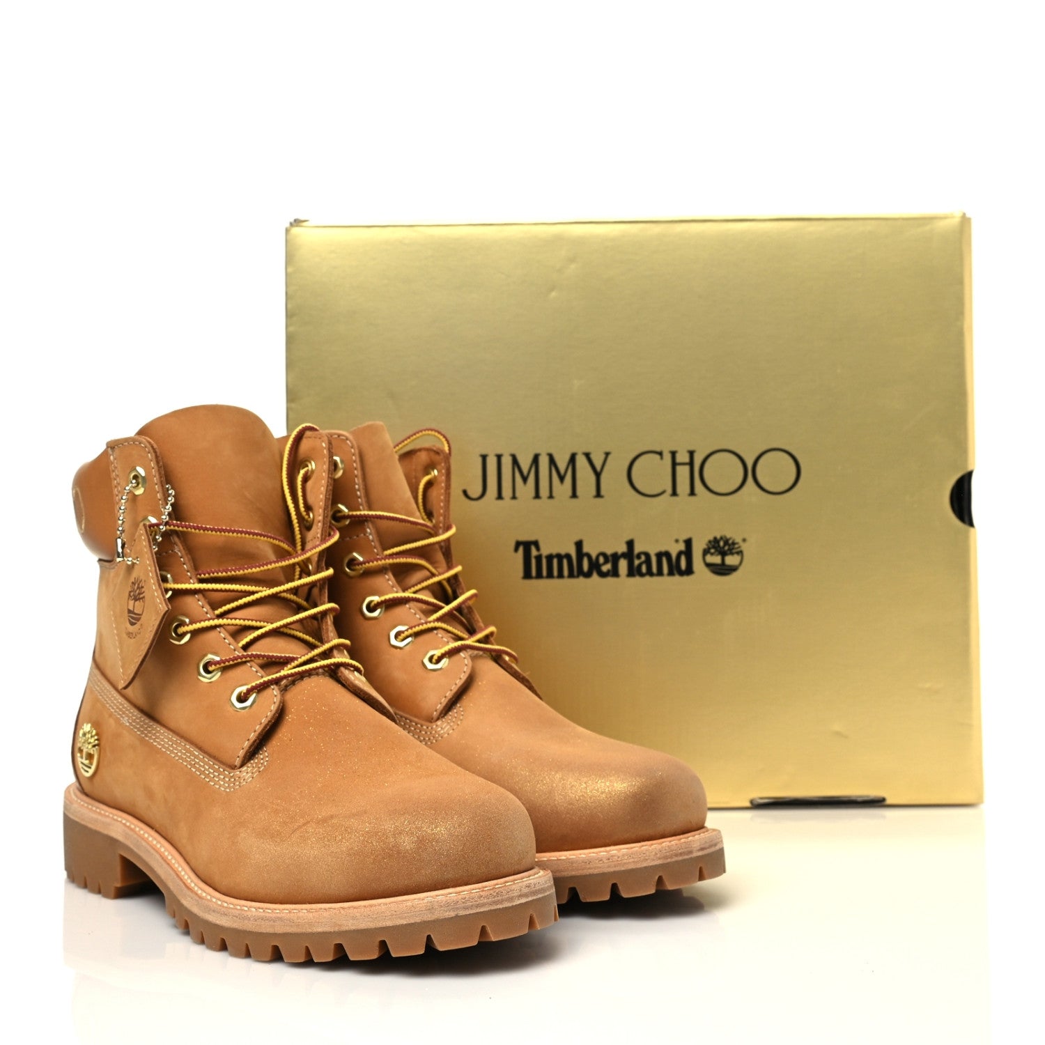 Jimmy Choo X TIMBERLAND Nubuck Glitter Ankle Boots 9.5 Wheat 8 of 8