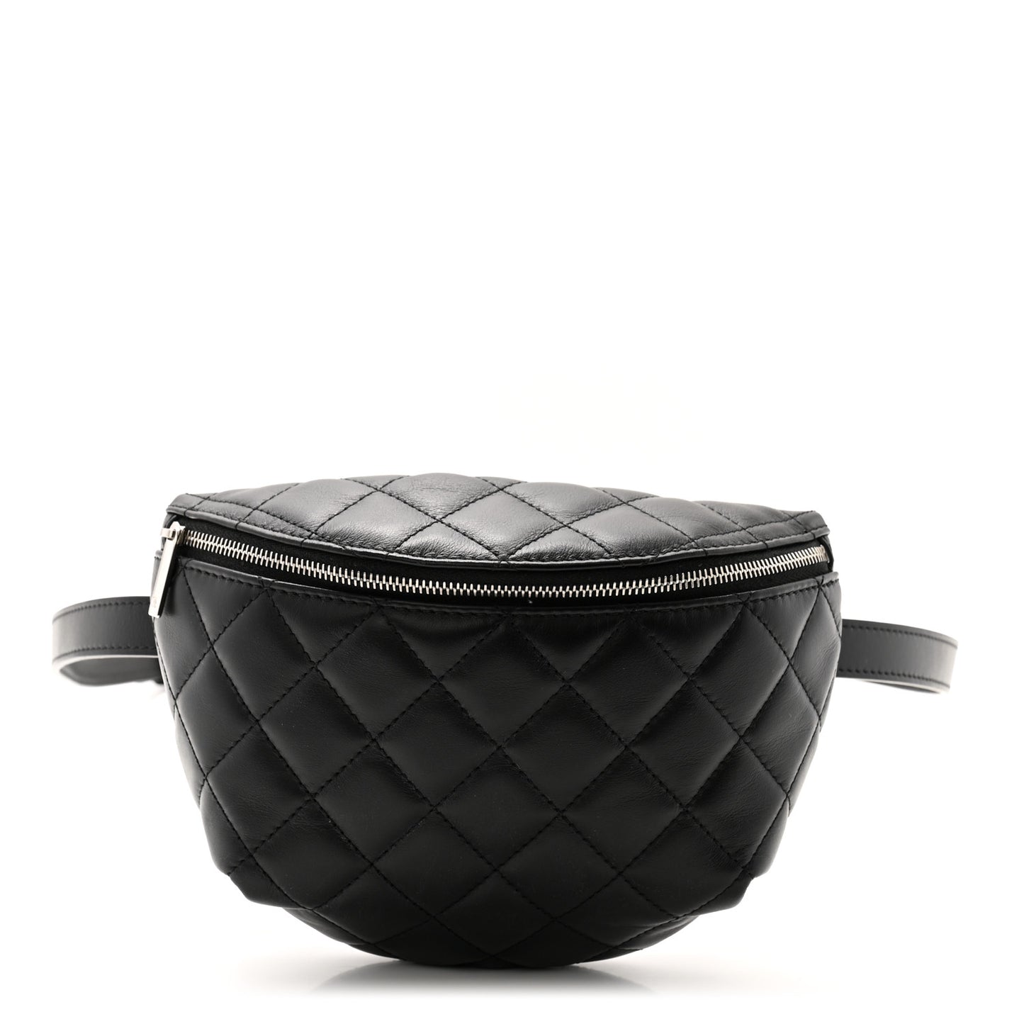 Calfskin Quilted Waist Belt Bag Black