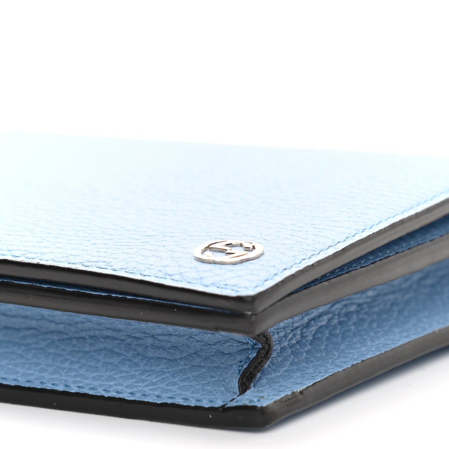Dollar Calfskin Medium Betty Chain Wallet Mineral Blue