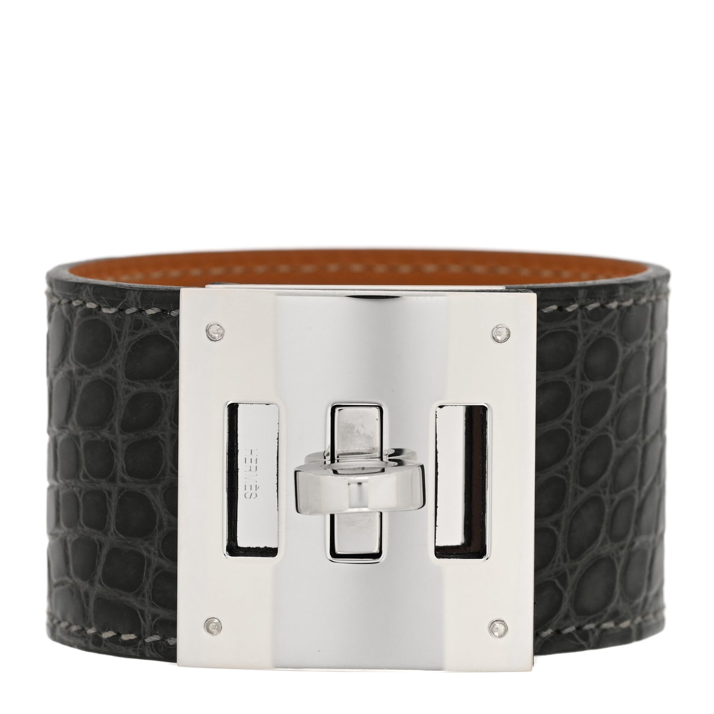 Shiny Alligator Kelly Dog Bracelet Graphite