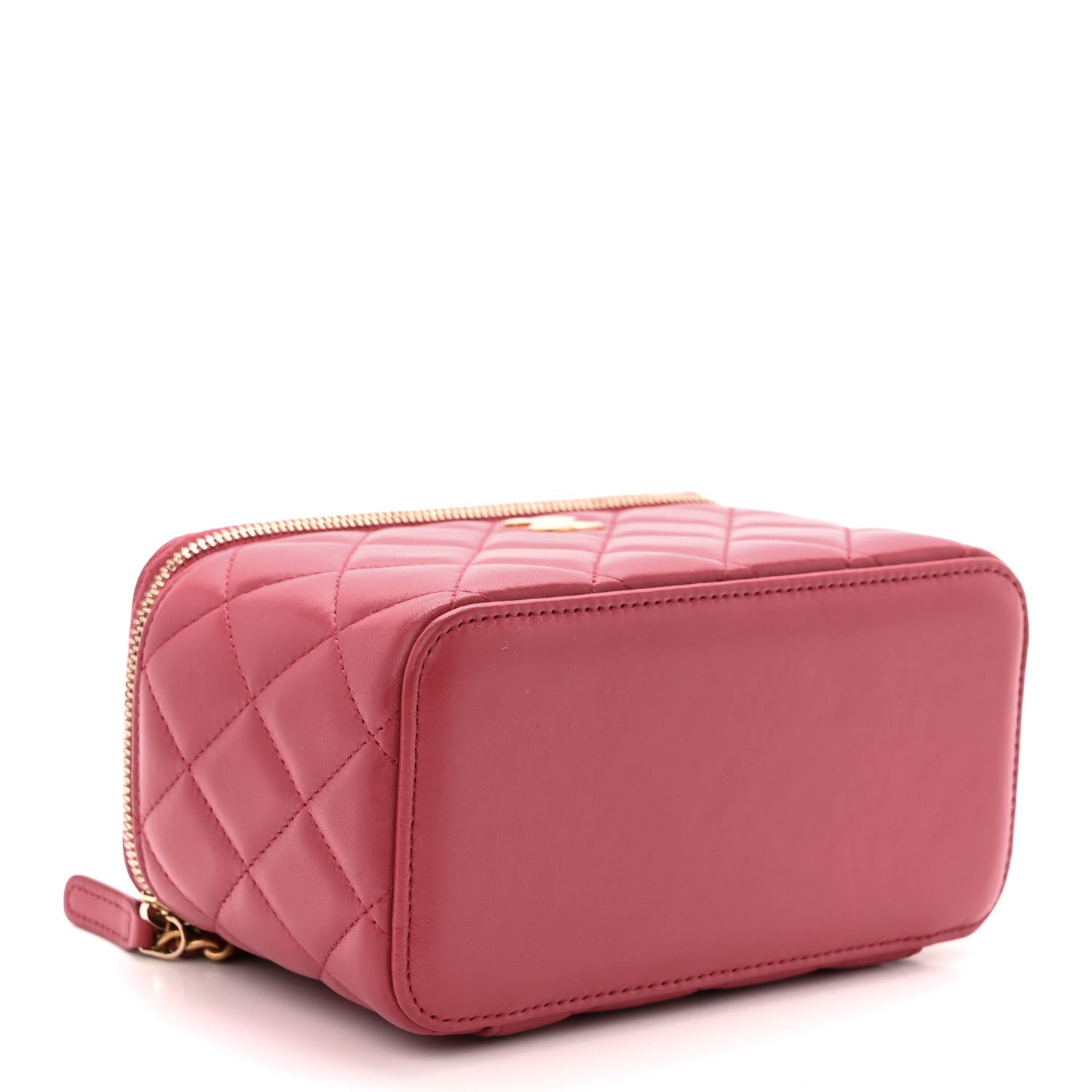 Chanel Lambskin Quilted Small Top Handle Vanity Case With Chain Dark Pink 4 of 11