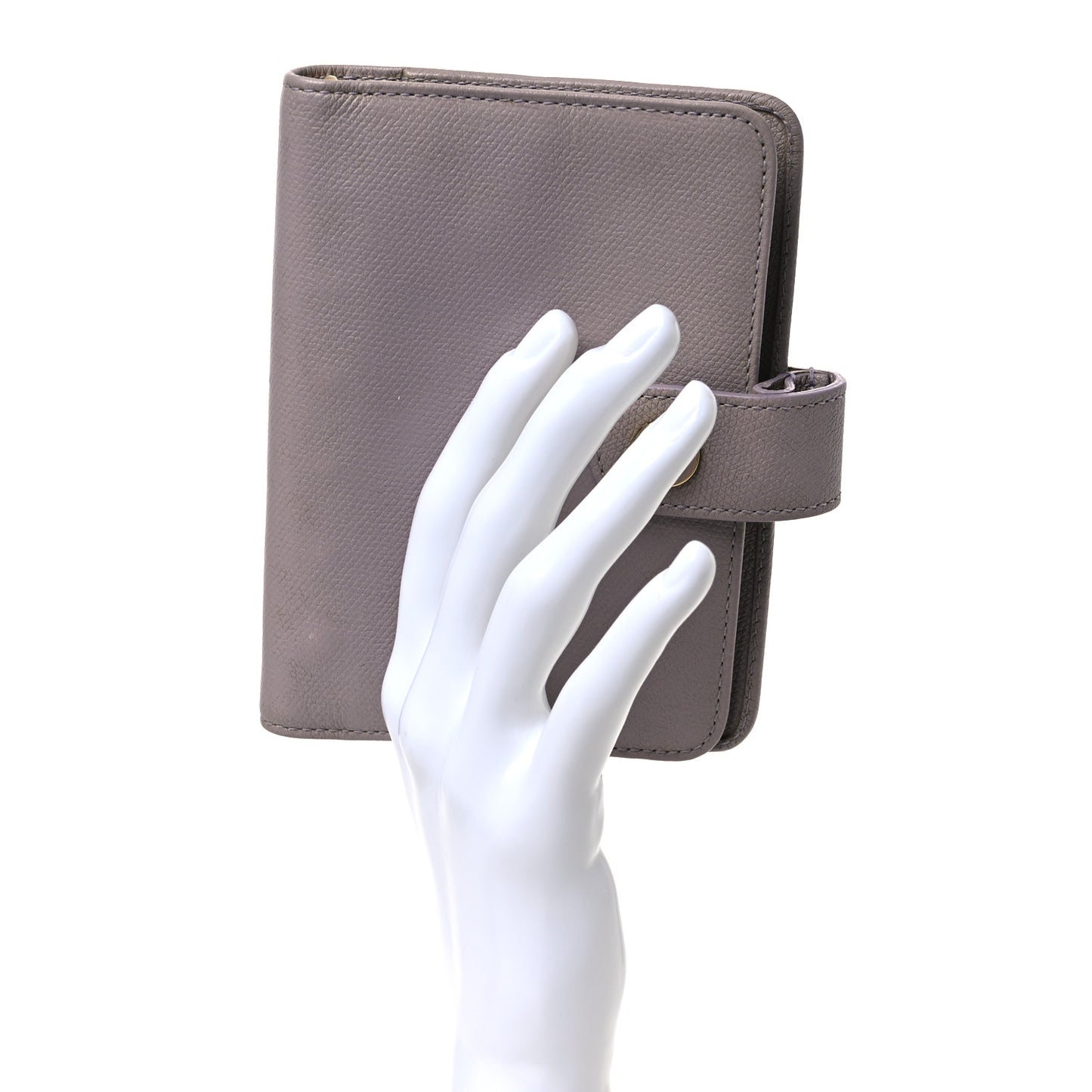Grained Calfskin CC Button Pocket Agenda Cover Beige
