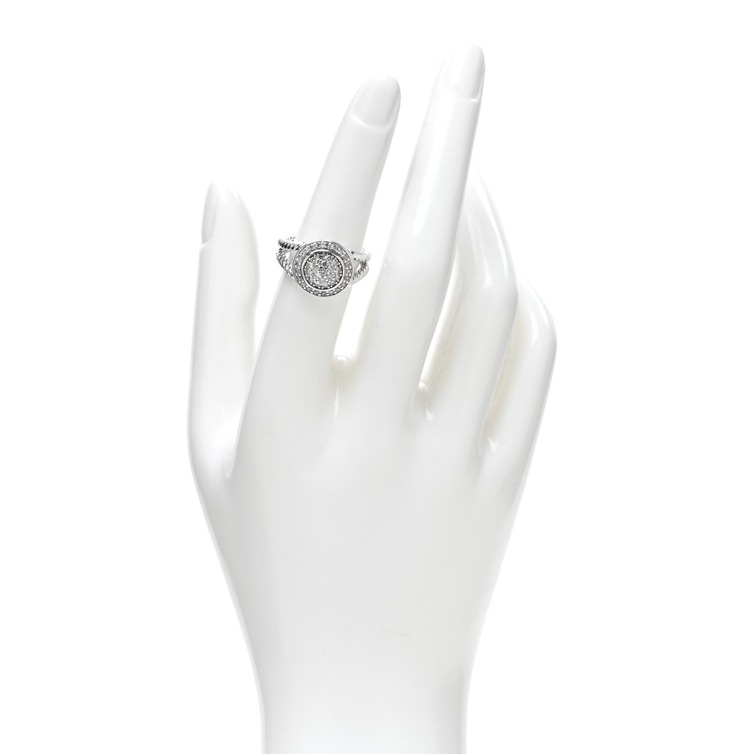 David Yurman Sterling Silver Diamond 8mm Petite Cerise Pave Ring 52 6 2 of 4
